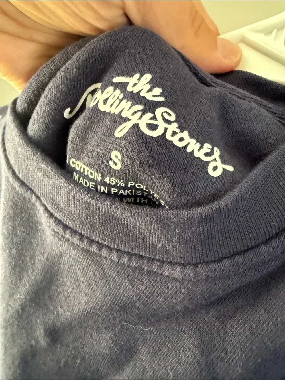 the Rolling Stones Navy Sweatshirt with Gold Script and Sleeve '72
